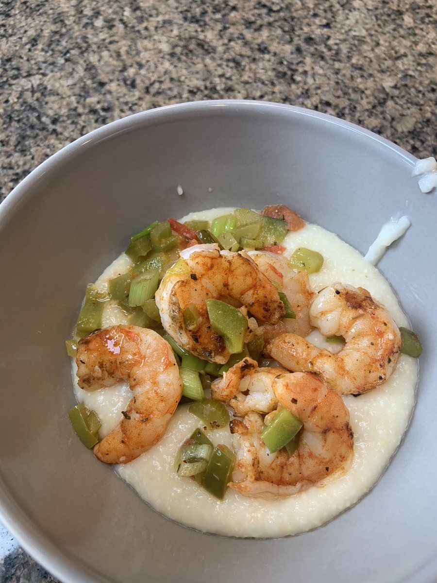 DanHess25's tweet photo. Another rough night being stuck at home for dinner 😄. Restaurant quality shrimp and grits. Thanks @SusanHess25! https://t.co/mFB7eXWpgF