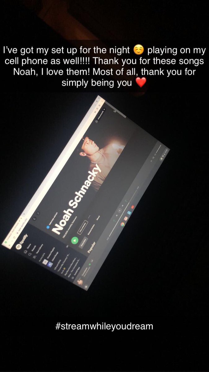 PisaniVicky's tweet photo. Well this was from last night I was going post it but I fell sleep before I could because I was so tired! But all day, I’ve been streaming the song! I’m going to keep streaming as well! Can’t wait to hear more music from @NoahSchnacky https://t.co/UIQdvqs9hp