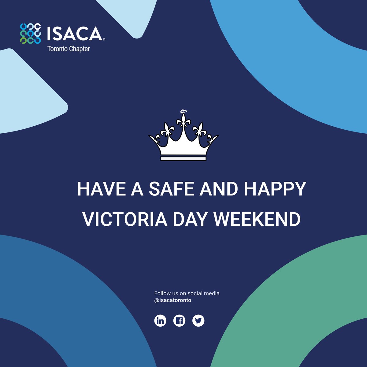 IsacaToronto's tweet photo. Wishing everyone a very happy, safe and healthy Victoria Day Weekend ๐
#ISACATorontoChapter #HappyVictoriaDayWeekend #Covid19 #StayHome #StaySafe #StayHealthy https://t.co/72pQQ4Kx4l