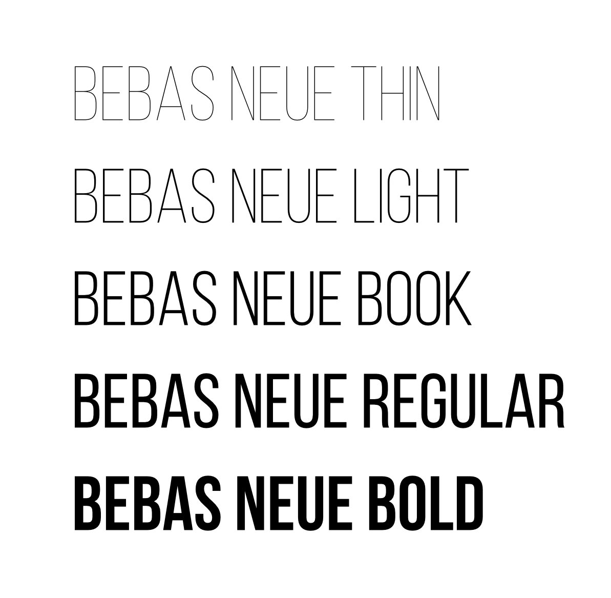 finally, Bebas Neue: amateur, only looks kinda good in some headlines, can’t trust it. incredibly overused.