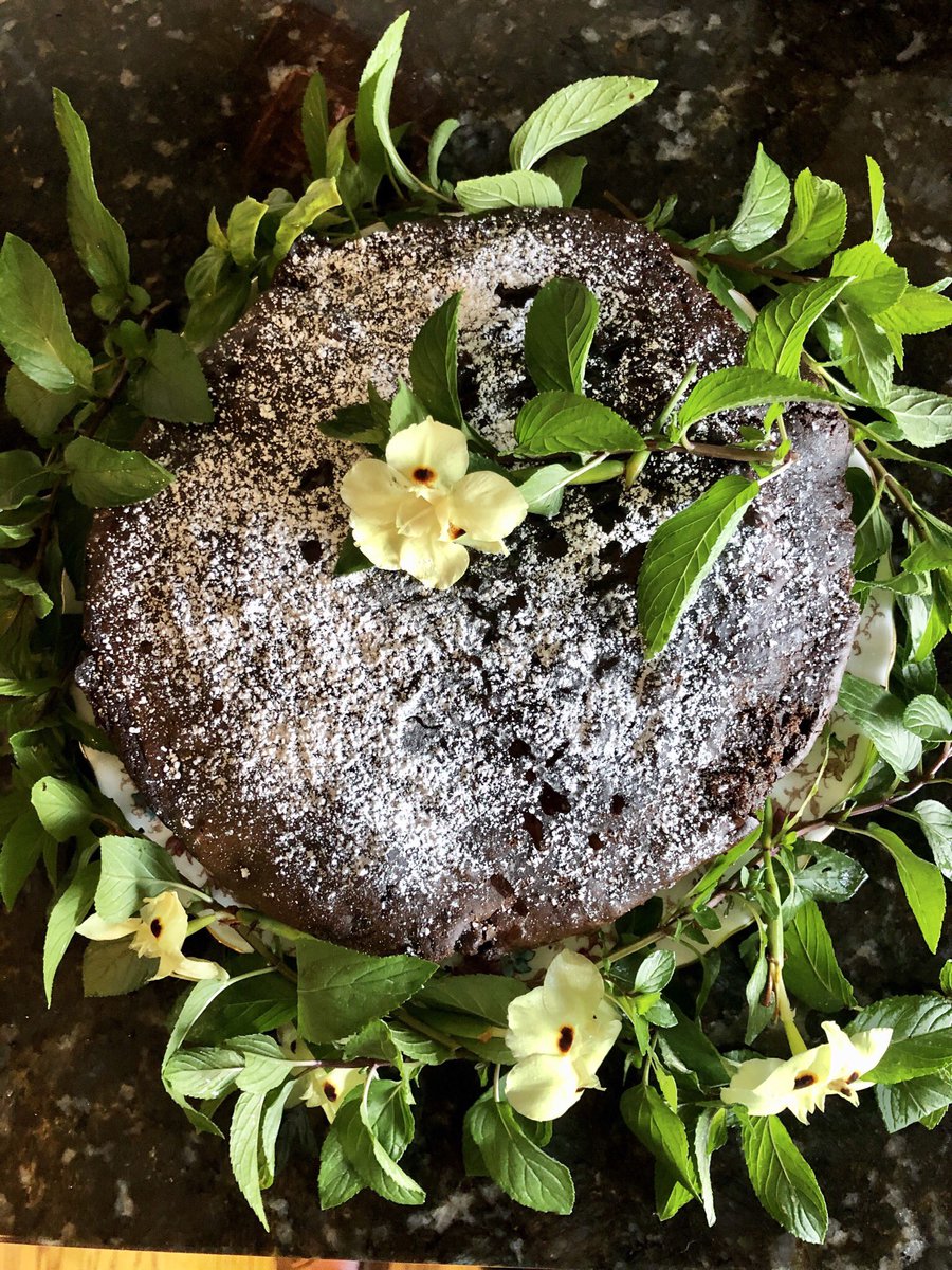 rogerssdeb's tweet photo. Baking at home with my favorite Boston bakery @Flourbakeryandcafe! Thank you @joannechang Vegan Low-fat Choc cake w/ fresh choc mint from@my garden🎉 https://t.co/d4xfSyR4lC