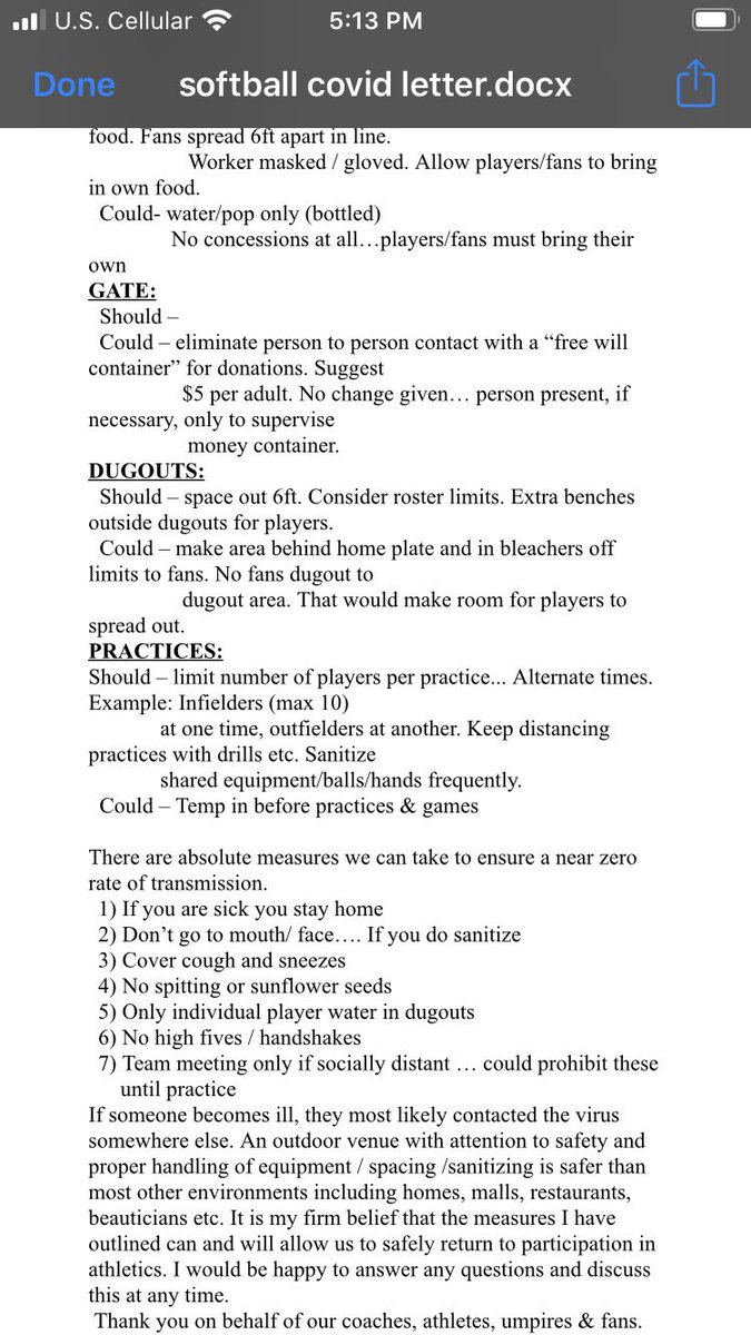 KeithMurphy's tweet photo. As @IAGovernor considers clearing way for *possibility of summer high school sports, one COVID-19 front lines ER doctor, who is also a varsity softball coach, sends @IHSAA and @IGHSAU his Should and Could recommendations. 

It’s one man’s opinion, and he is in favor of games. https://t.co/W6Gc4E9h5v