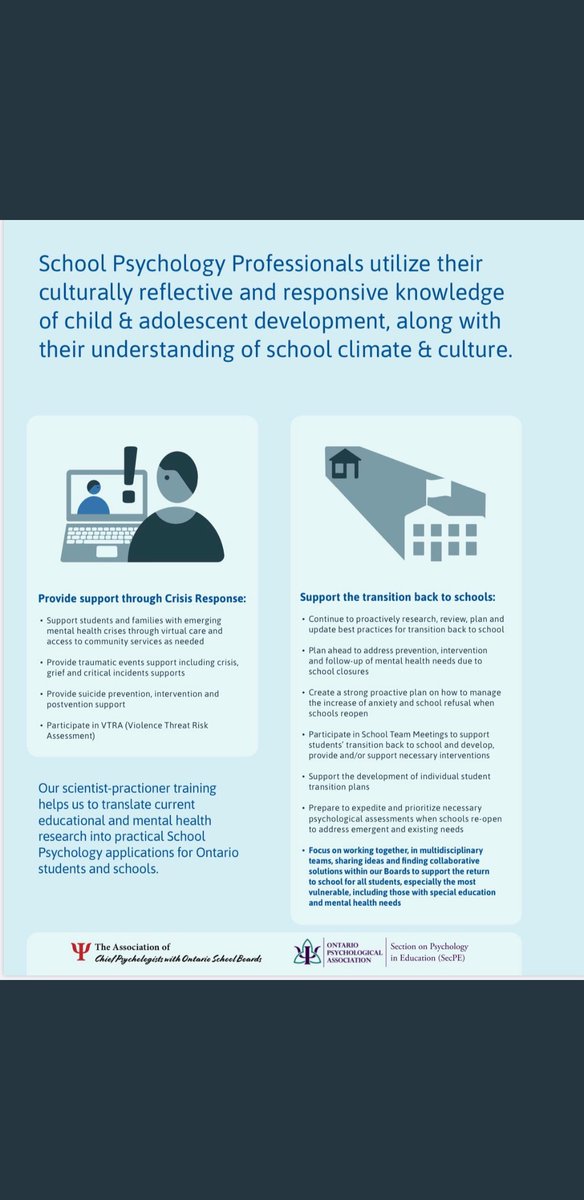 TDSB_Psych's tweet photo. @TDSB_Psych, along with other school psych staff across Ontario, have been doing a lot to help support students, parents and teachers during school closures. @OPA_PHC @tdsb #schoolpsychology #sciencepractitioner https://t.co/efrzTEHTyq