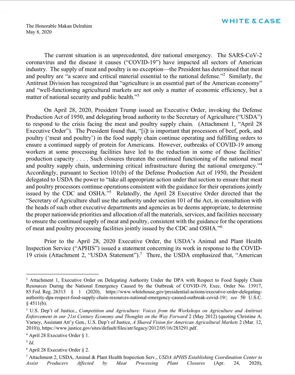 “behalf of the National Pork Producers Council..affiliated state associations..its member hog farmers, we write to seek a Business Review Letter related to the COVID-19 crisis. NPPC wishes to confirm that its efforts to keep pork products available for...” https://www.justice.gov/opa/press-release/file/1276966/download