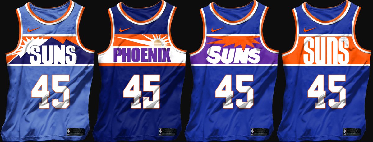 SunsUniTracker's tweet photo. Been planning on doing these for a while now, so figured I'd knock this batch out while @GameplanChicago is showing the original designs off. Will do the rest shortly but wanted to start by bringing these four to life.

#TomistheGOAT https://t.co/VzdGfPJe28