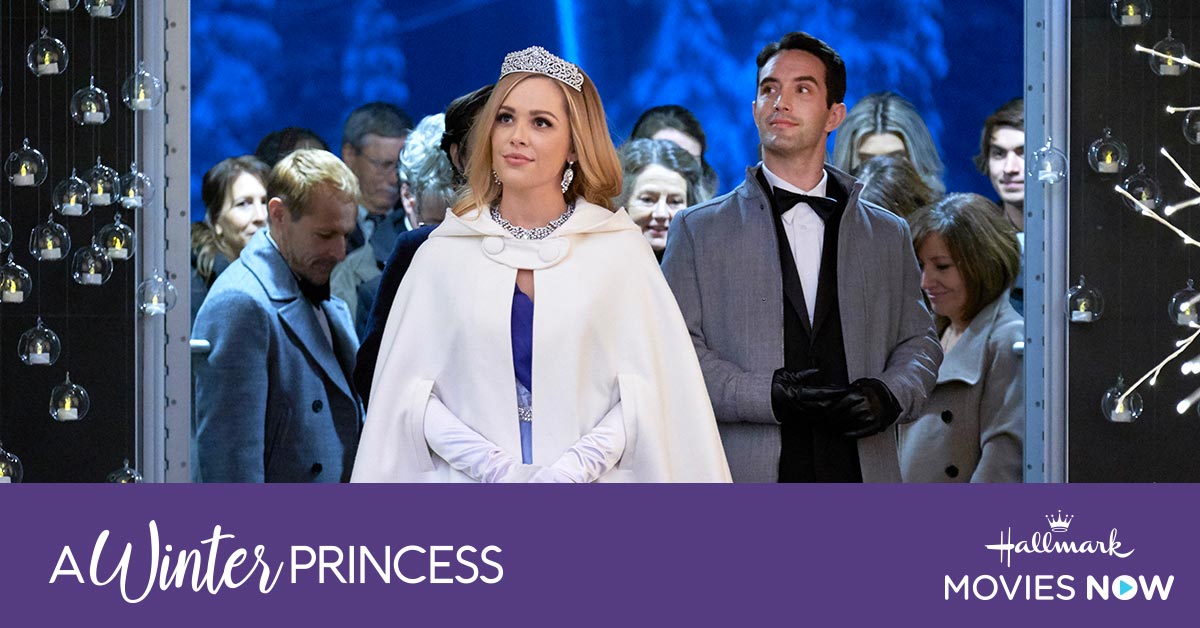 's tweet image. Stream the movie, #AWinterPrincess. Carly's a real Princess but decides to go incognito at a ski resort to help plan the resort's 50th anniversary. Will she be able to plan this celebration without getting caught? 👑❄️
