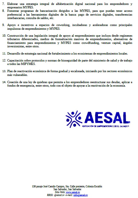 AESAL_sv's tweet photo. Necesitamos que se adopten diferentes medidas de apoyo a las MIPYMES para que podamos continuar generando empleo en el país
El Salvador está hecho de Emprendedores y juntos saldremos adelante @nayibbukele @AsambleaSV @EconomiaSV @ComunicacionSV @marioponcesv https://t.co/gP3c6UGaPO