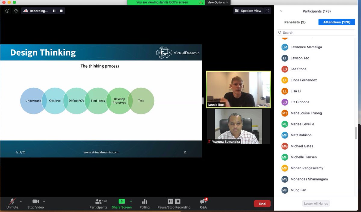 warunab's tweet photo. Hosing my last session for the day. Human-centred design thinking for Architects by Jannis Bott @bottsbot during #VirtualDreamin2020. Thanks @jitendrazaa for giving me the opportunity to volunteer. https://t.co/czWnHNt9J5