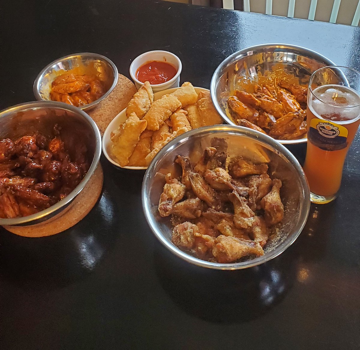 fish_boot's tweet photo. May long at home with wings galore and homemade mozza sticks with alpino salami inside plus Schneider Weisse to wash it down https://t.co/tNDfCrlsZa