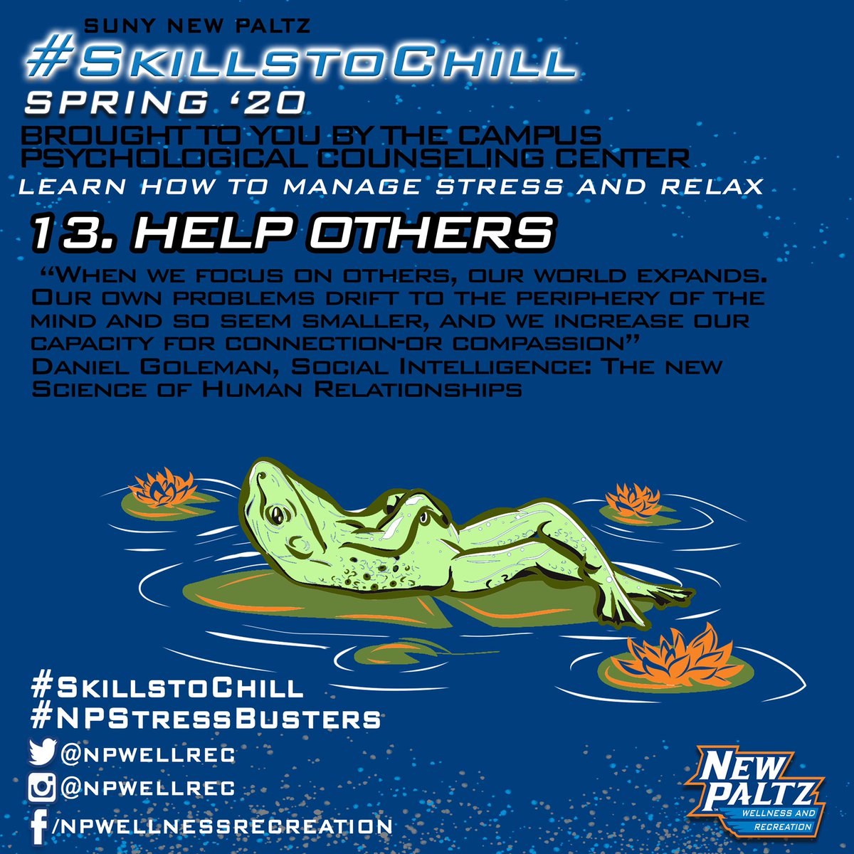 NPWellRec's tweet photo. Last of of #SkillstoChill 🐸 Congratulations seniors! ONE way to relieve stress is taking your skills and helping the world be a better place! Good luck in the future and come back to visit soon 🧡💙#NPStressBusters #npsocial #nphawks #npwellrec https://t.co/PL28VHW0YR