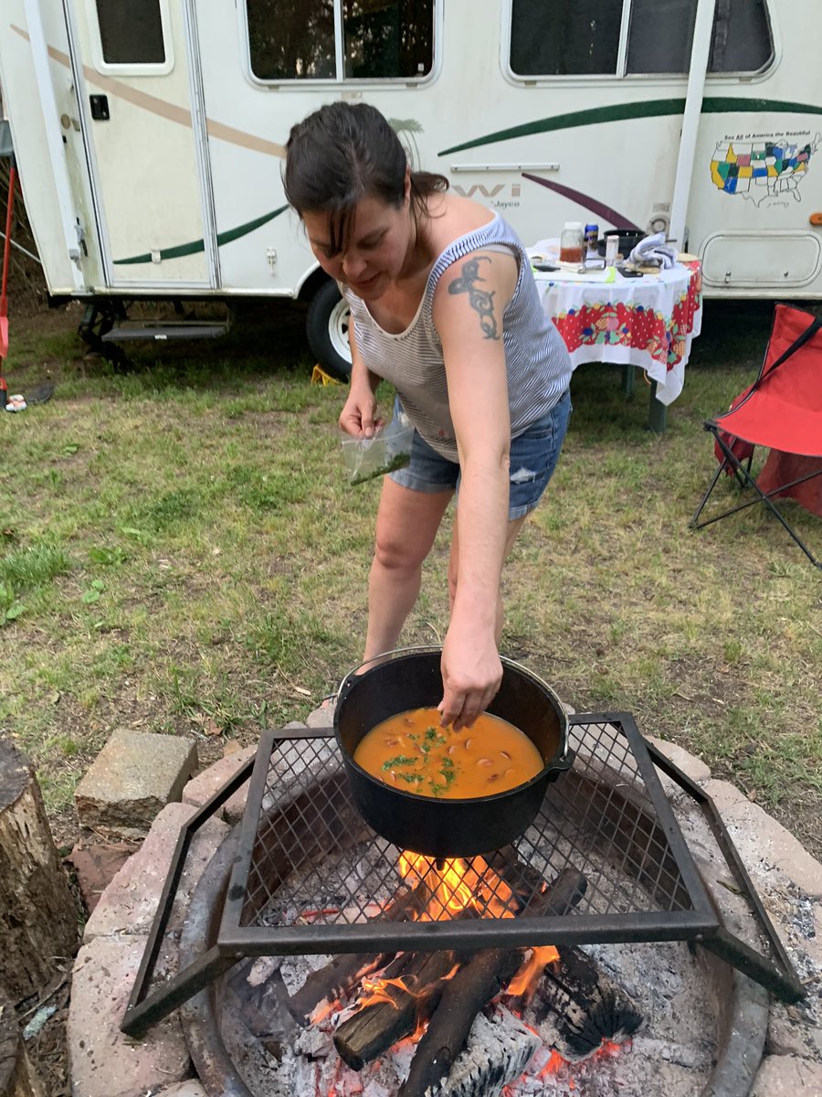 JasonOShell's tweet image. My sweet wife cooking up some paella  for our camp supper!🥘