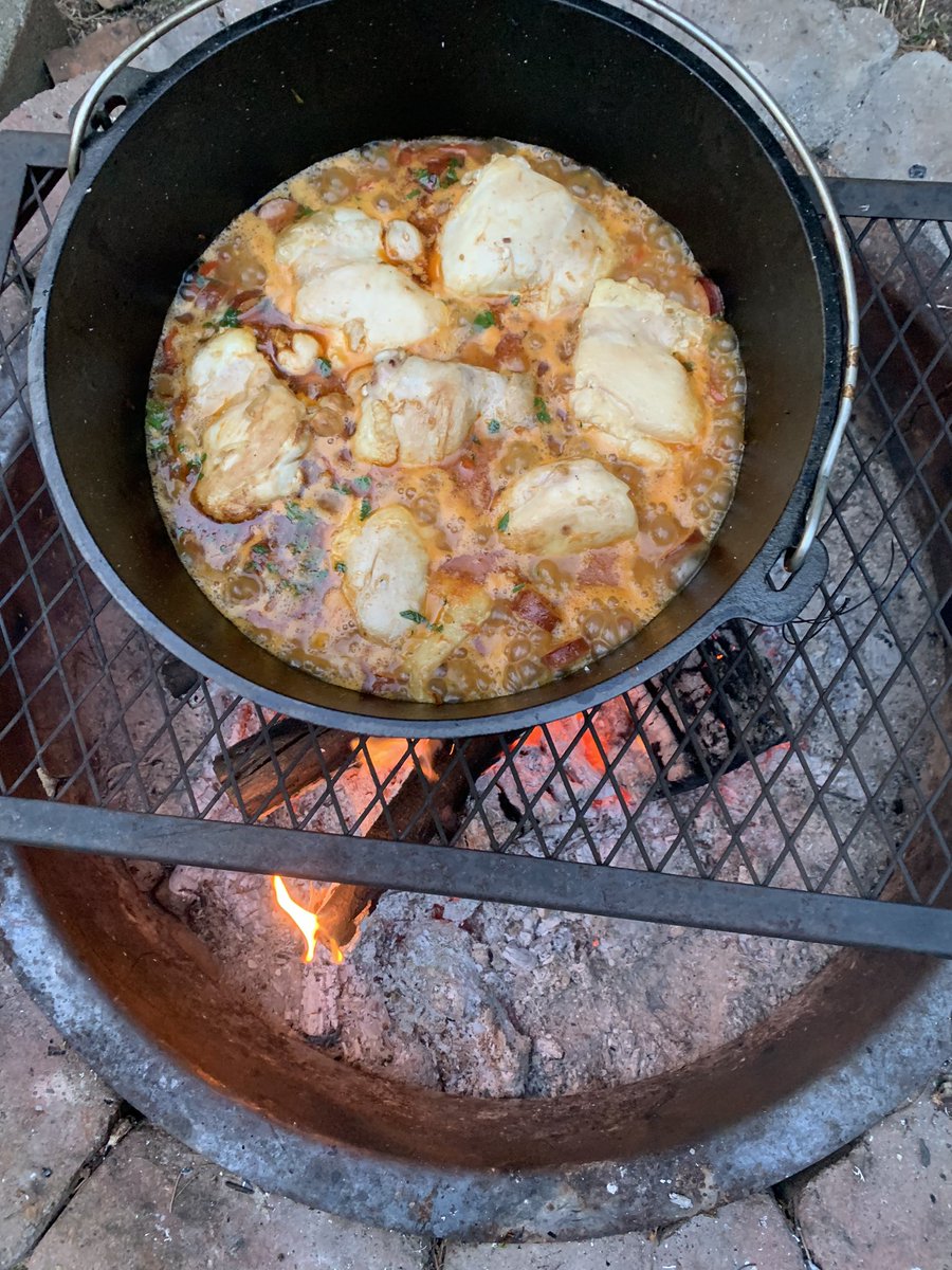 JasonOShell's tweet image. My sweet wife cooking up some paella  for our camp supper!🥘