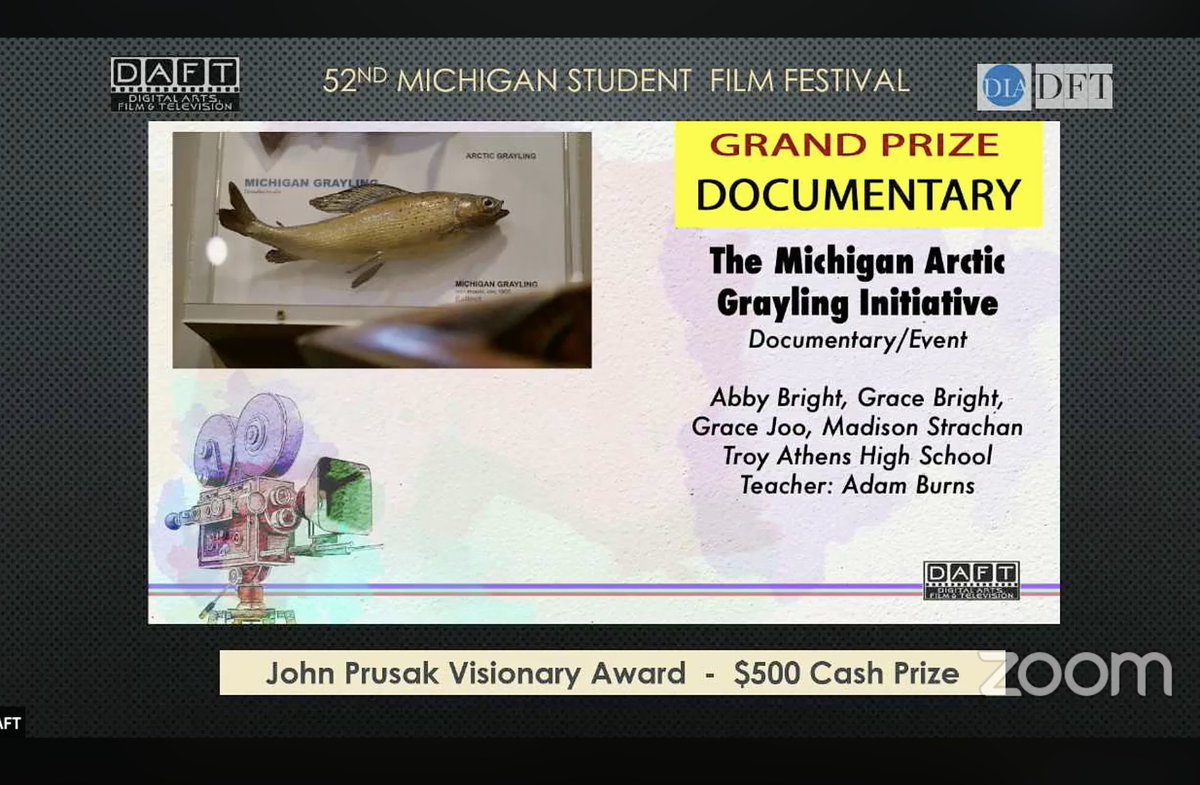 athens_tv's tweet photo. We are thrilled to announce that @graceb_34 @gracejoojoo @abbyb237 @m_strach11 have just won the Grand Prize Award for Documentary at the Michigan Student Film Festival! The girls will receive a $500 cash prize! Congratulations to the @arctic_grayling team! https://t.co/fnmEVsOplu