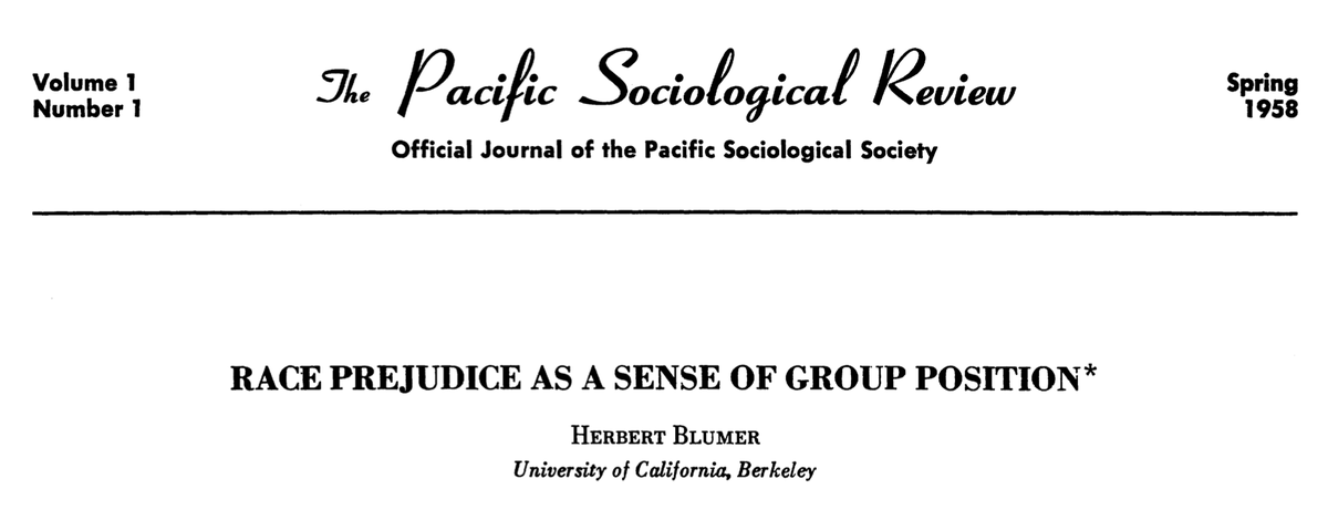 11. This is a seminal paper that conceptualized race prejudice as arising from the awareness of belonging to the dominant racial group. Intergroup attitude research has evolved since this was published, but this is still cited in modern research.  https://www.vanderbilt.edu/diversity/wp-content/uploads/sites/96/2016/09/Race-Prejudice-as-a-Sense-of-Group-Position.pdf
