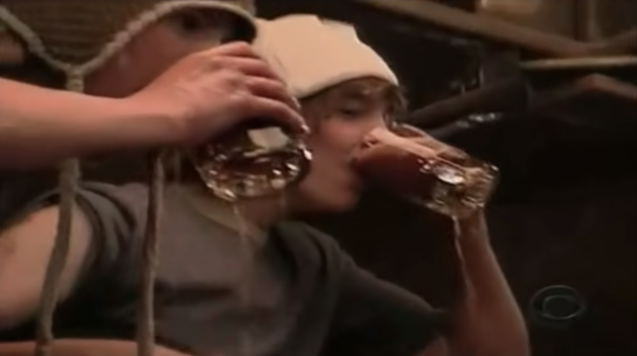 Shots of kids pretending they're drinking to excess on root beer.