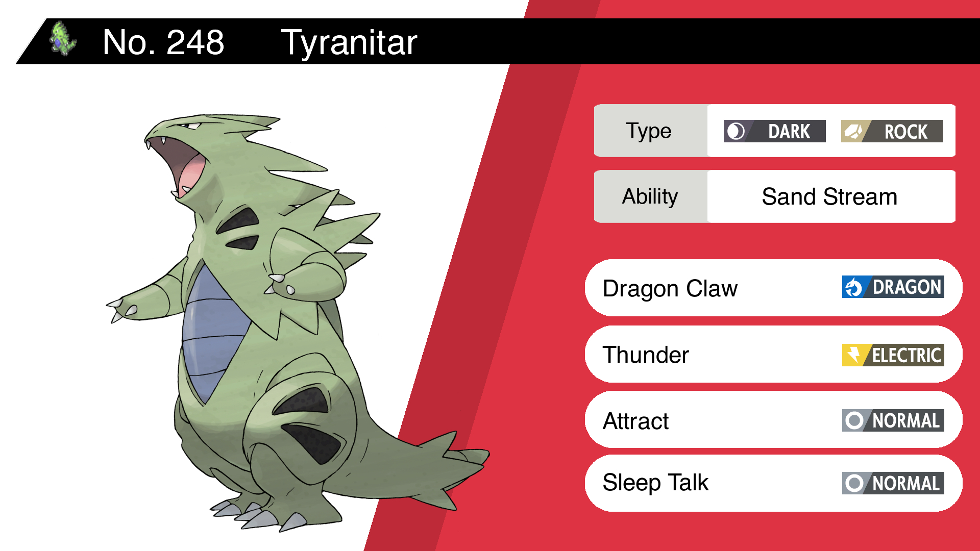 Random Pokemon Bot on X: “Tyranitar Ability: Sand Stream Moves
