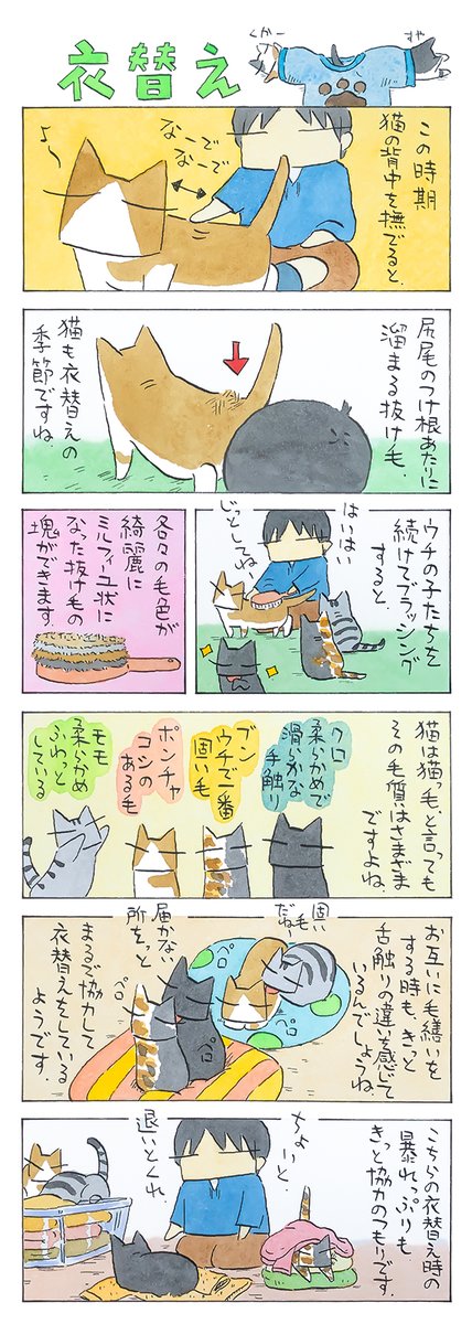 「モフモフあれこれ」
夏へ向けての準備期間。
ボリュームモフモフとは
しばしのお別れですね。
(久保智昭さんの「猫色スケッチブック」)他一枚更新しています。⇒https://t.co/sTyFzpGptX