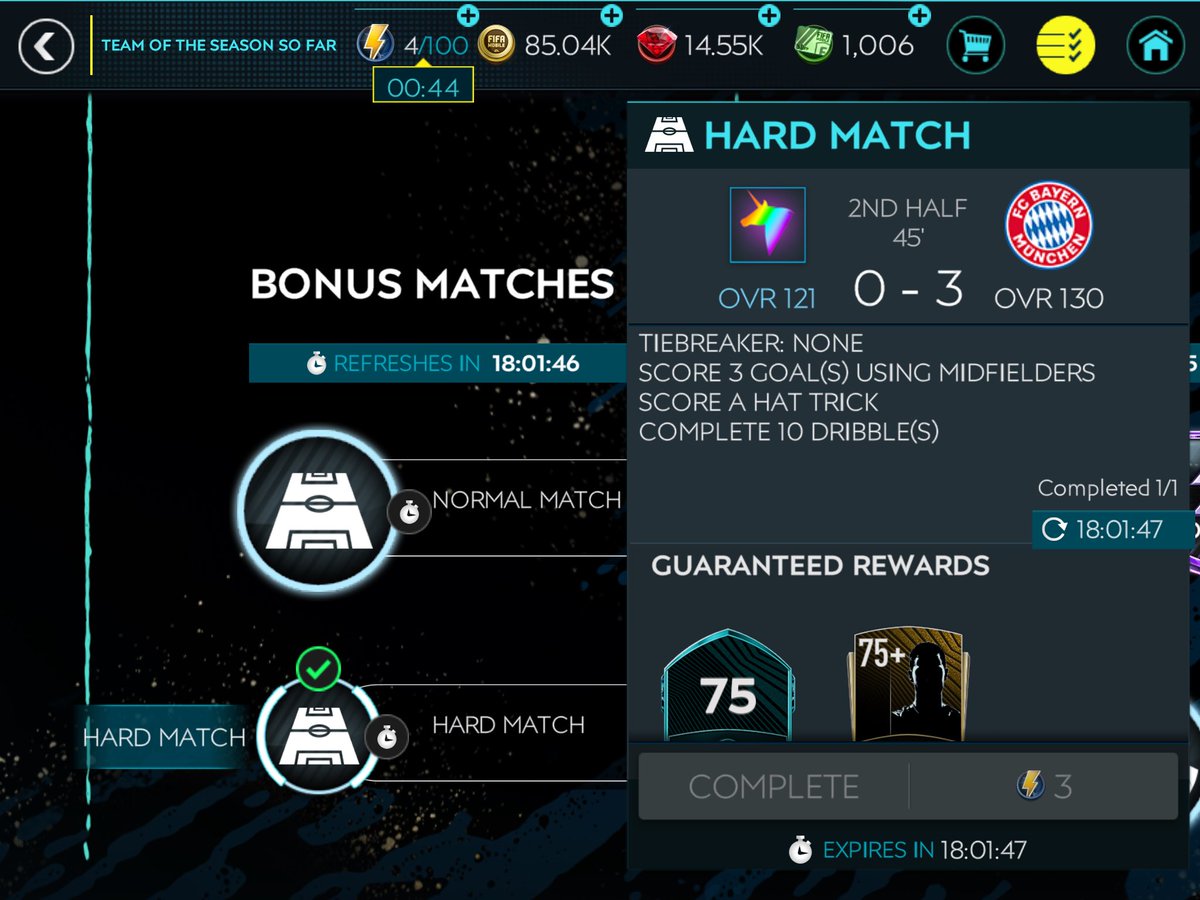 Loloface_'s tweet photo. This should not be taking 34 tries to beat....the AI being as difficult as it is, is ok, but whoever is making these ridiculous objectives need to know the hell they are putting us through @EAFIFAMOBILE @stopde_official @FinallyHeSleeps https://t.co/ihyWvgFJf7