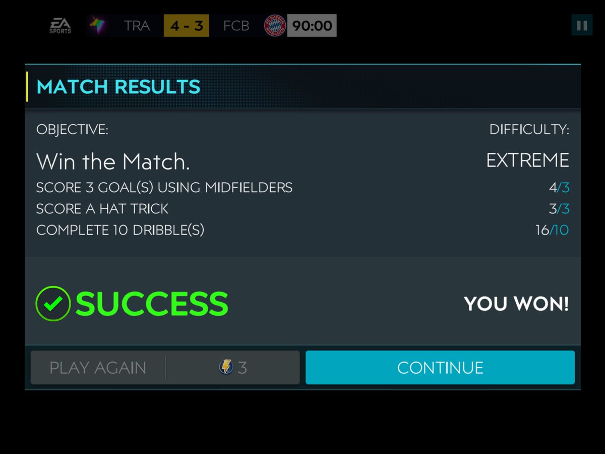 Loloface_'s tweet photo. This should not be taking 34 tries to beat....the AI being as difficult as it is, is ok, but whoever is making these ridiculous objectives need to know the hell they are putting us through @EAFIFAMOBILE @stopde_official @FinallyHeSleeps https://t.co/ihyWvgFJf7