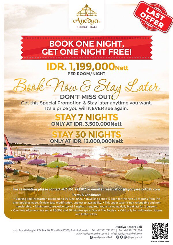 AyodyaBali's tweet photo. Book One Night Get One Night Free! https://t.co/RTX93io0Kr