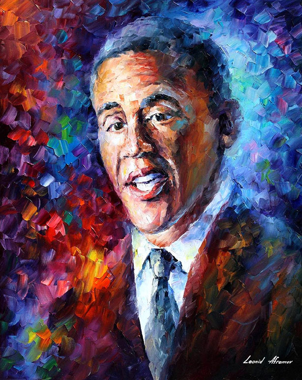 BARAK OBAMA — PALETTE KNIFE Oil Painting On Canvas By Leonid Afremov afremov.com/barak-obama.ht…