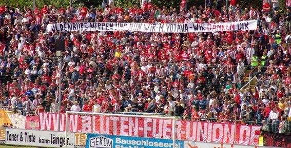 F – For Union: The club needed the support of the fans in 2004. A seven-figure sum was needed for a licence. "Bleed for Union" was born. Fans gave blood and donations went to Union.Ex-Mayor of Berlin: "Because one thing is certain: Berlin needs 1. FC Union." #fcunion