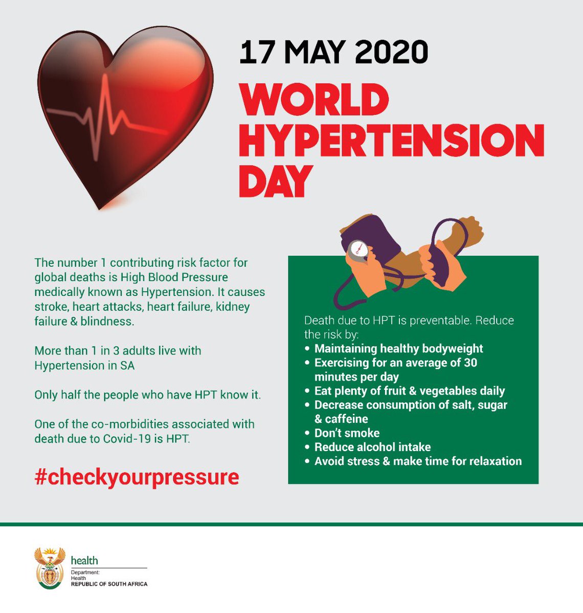 Today is World Hypertension Day

Hypertension or elevated blood pressure is the number one contributing risk factor for global deaths.

Learn more here: