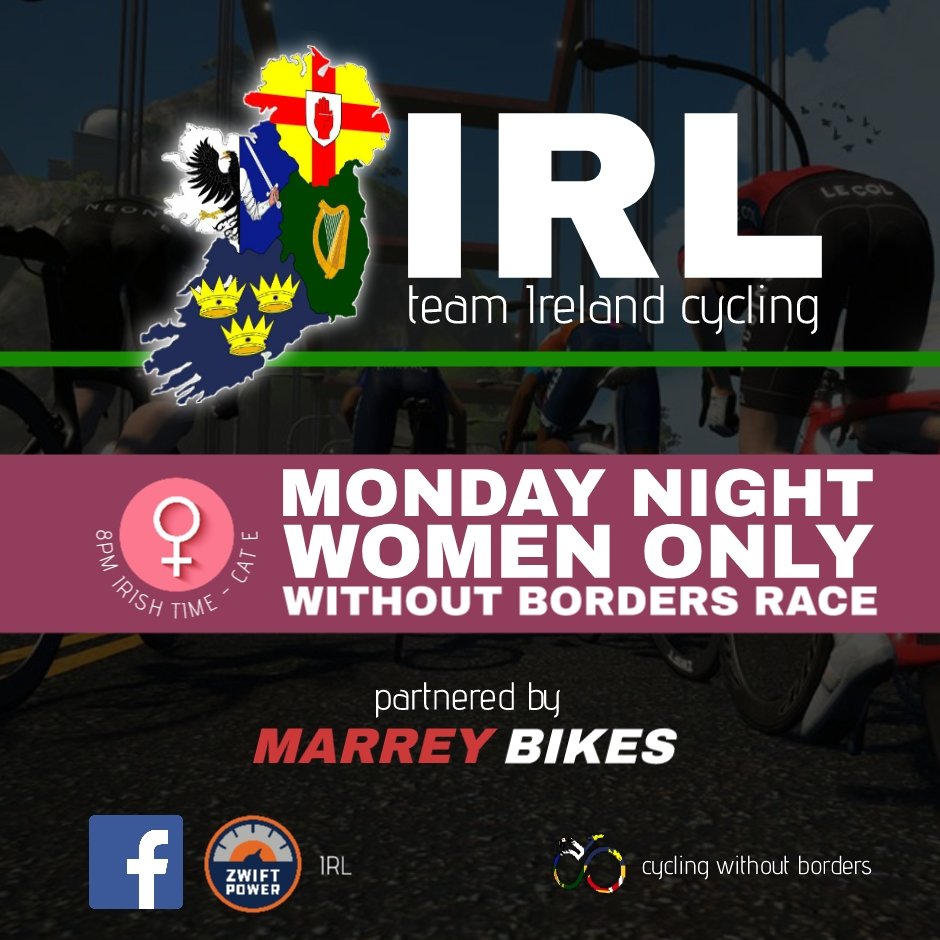 rwbcycling's tweet image. Reminder that our inaugural Official @GoZwift Race takes place tomorrow Monday 18th May at 8pm (Local Irish Time) let's flood the Zwift servers with Green and all our friends from around the globe. #cyclingWithOutBorders