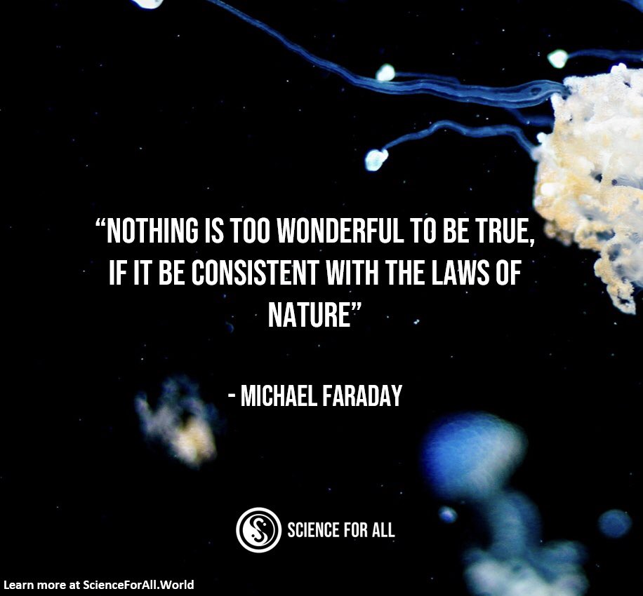 scifall's tweet image. Sharing another wonderful #sciencequote with you. Let us know if you’d like to see more quote posts 👍🏻 

#scienceforall #knowledge #science #nature #quoteoftheday #marinelife #michaelfaraday