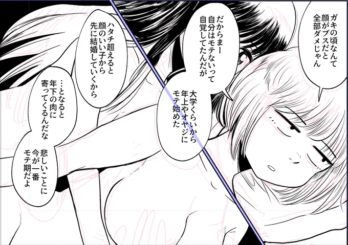 間に合ってませんが、今描いてるのはこういうの。やや百合ややエロ。ちなみにこれも過去作のリメイクではあります。 