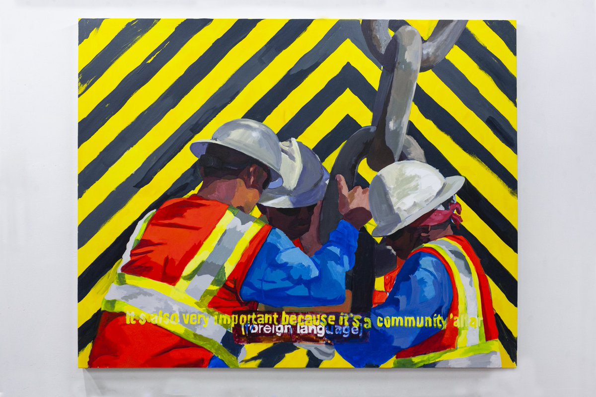 “In Situ”, 48 x 60”, acrylic on canvas, 2020
#publicspace #trafficsignage #streetmarkings #daylaborworker #worker #construction #visibility #highvis #chevron #chain #entropy #gravity #force #emergence
