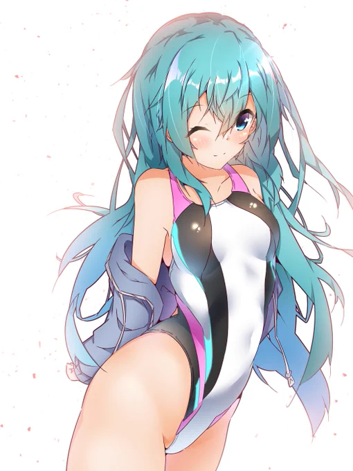 競泳髪下ろしミクさん 