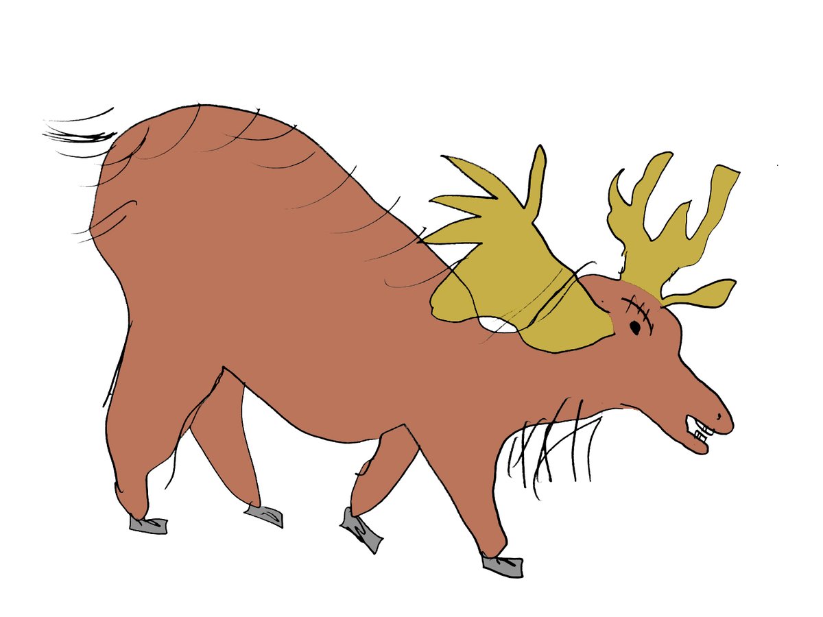 Kanekoワンダーどうぶつ園 V Twitter 毎日休まず動物イラストアップ中 100匹目指して描きます No 48 ムース ツノがサイコーにcool 寒いとこにいるだろな シカっぽい ムース 動物 動物園 おうち Elk イラスト 毎日挑戦 チャレンジ ヘラジカ Moose