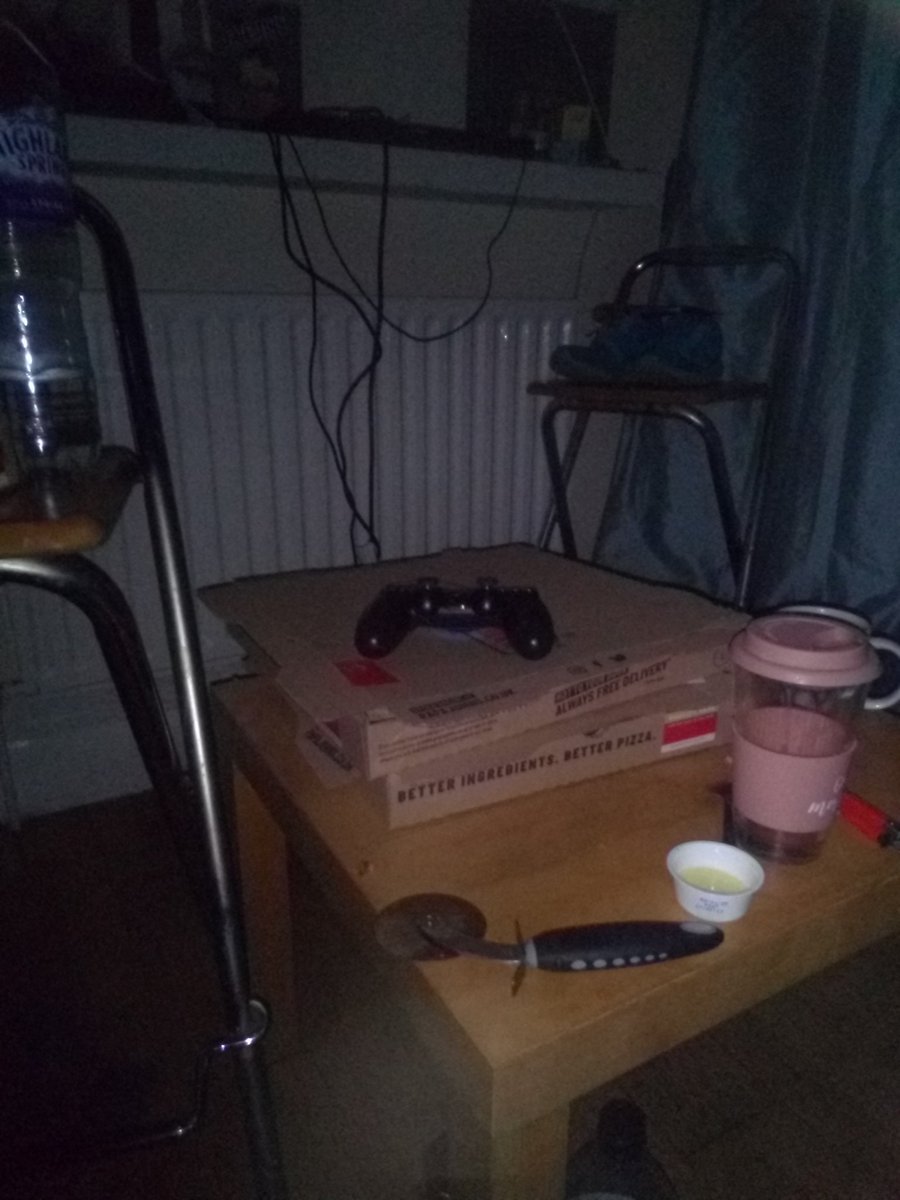 If the world ends I'm in the living room with best friends. (And Papa John's vegan pizza)