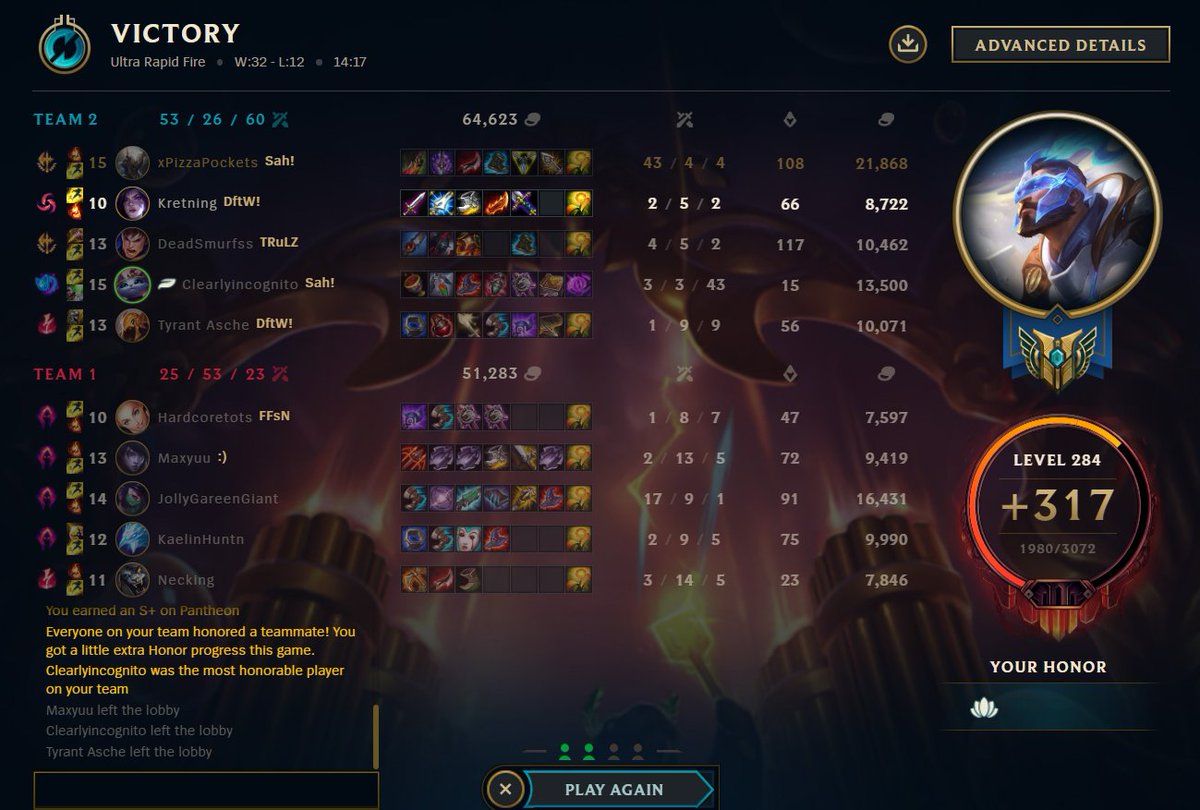 PocketsPizza's tweet image. I played a game of urf today