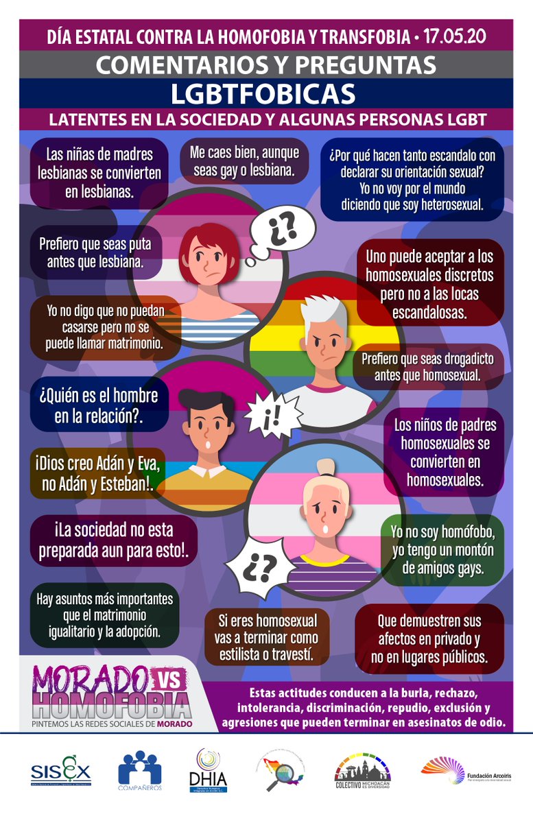 CiudadJrzGLBT's tweet photo. Campaña #MoradoVSHomofobia
Pintemos las Redes Sociales de Morado
17.05.2020 Día Estatal Contra la Homofobia y Transfobia
#LGBT #Homofobia #Transfobia #17Mayo #Gay #Lesbiana #Bisexual #Trans https://t.co/zNAMXwgiXg
