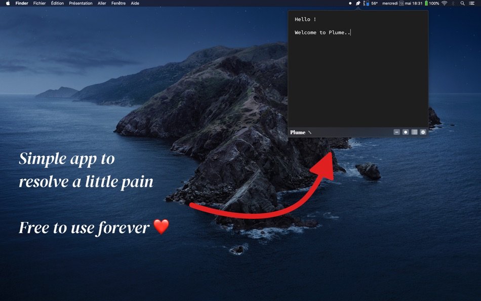 MichaelTheGeek's tweet photo. Plume is a free Light menubar app for taking Notes.   https://t.co/wX9wyK255z https://t.co/DCtaNlASij