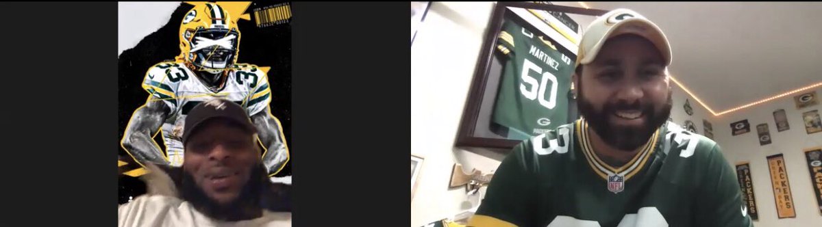 I was honored to meet and 🙏 with <a href="/Showtyme_33/">Aaron Jones 3️⃣3️⃣</a> tonight! Thanks for jumping on zoom with me Aaron! #GodFamilyPackers #GoPackGo