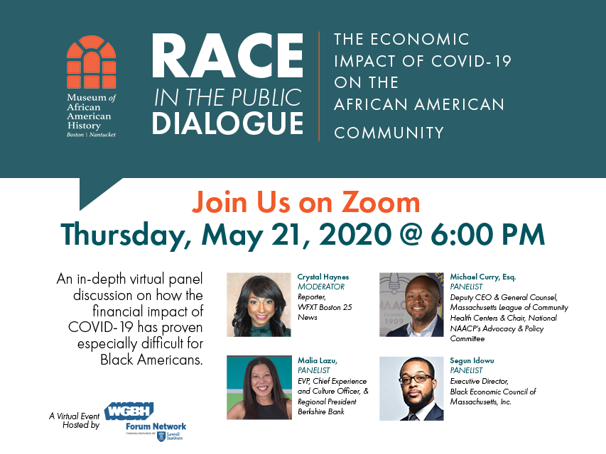 MAAHMuseum's tweet photo. 5/21:Join us &amp; @ForumNetwork for a panel on how the coronavirus pandemic has highlighted levels of economic &amp; racial disparity. Panel: @macurry01 of @MAPublicHealth @revrenddoctor of@MassLeague&amp;@malialazu of @BerkshireBank @crystalhaynesof @boston25
More: https://t.co/kF3U9uLche https://t.co/uINhDyEBrT