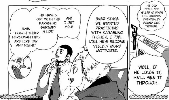 The fact that the only junior they're talking about here is Kenma and Kuroo clearly didn't like the idea of Yaku ending the conversation gives me whipped Kuroo again. He just can't shut the hell up when it's about Kenma. I stan a whipped man, named Kuroo Tetsurou.
