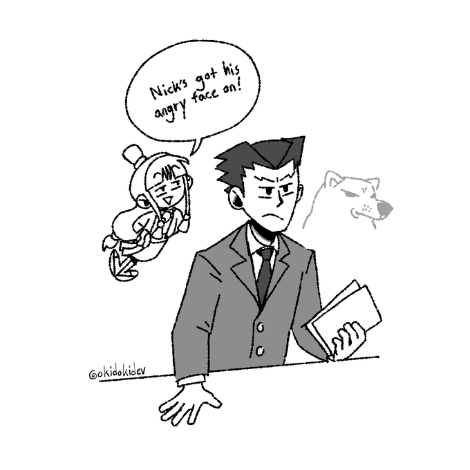 decided to warm up (and try out a new brush) with some #AceAttorney doodles 