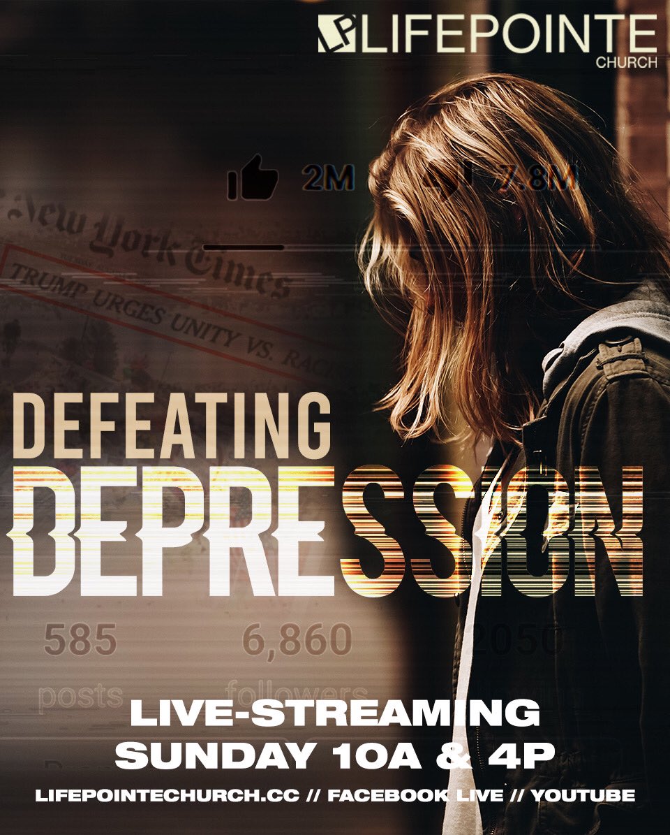 martylayton's tweet photo. “Defeating Depression” it’s time to start living the life you were meant to live! #pastorsmartyandtracylayton #lifepointetn #defeatingdepression #jesusistheanswer https://t.co/XSeKFQhsEr