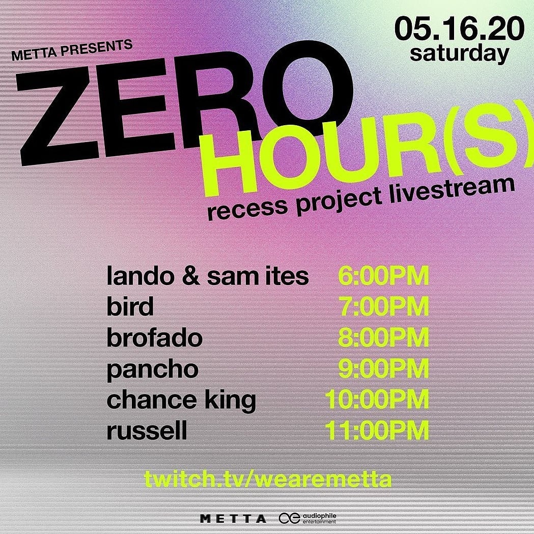 RaveFamHawaii's tweet photo. #MettaHawaii presents Zero Hour(s) x recess project live stream TONIGHT ••• #RaveFamilyHawaii https://t.co/6LFDTNdYOf