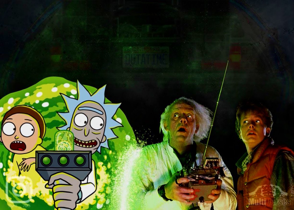 Symn793's tweet photo. This showdown would be effin awesoooome. Emmet Brown - Marty Mcfly vs. Rick Sanchez - Morty. Huuuuuuge fan of Rick and Morty and Back to the future trilogy. But I must say, my theories of time travel are deep rooted with the vintage epic #timetravel #RickandMorty #BackToTheFuture https://t.co/QnsPMjGShb