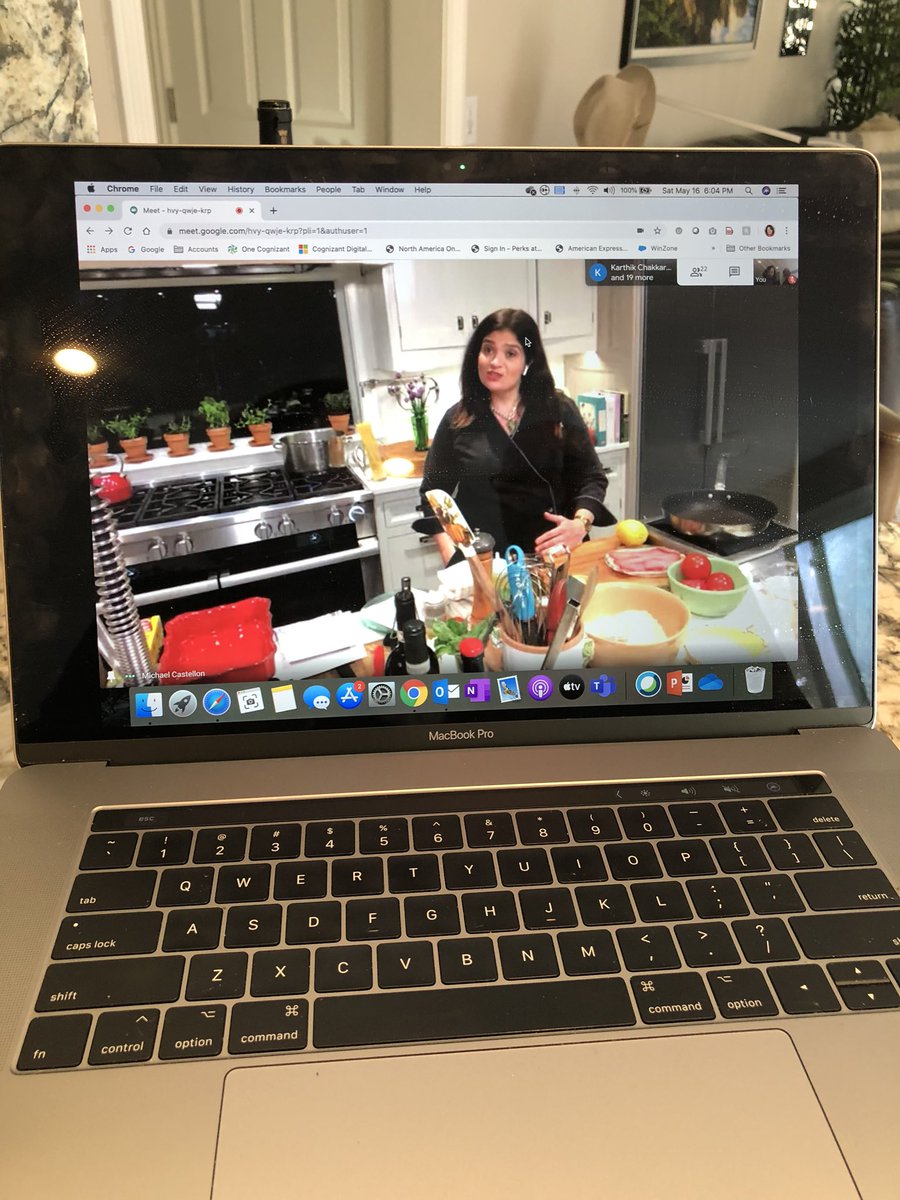 debeastman's tweet photo. Lovely evening with @guarnaschelli in a virtual cooking event.  Thank you @Cognizant https://t.co/rZW4ZThssy