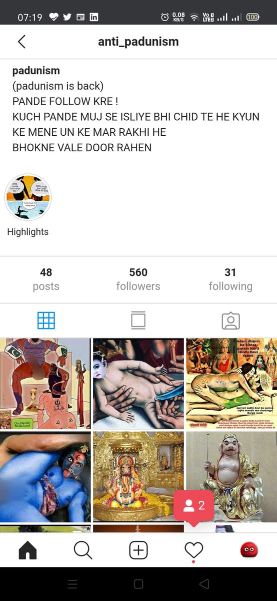  @Iyervval  @Swamy39Hello all. Can you guys please have a look at below insta profile and take appropriate action against the culprit.As I have already tried and failed. https://www.instagram.com/anti_padunism/  @RatanSharda55  @instagram  @DelhiPolice  @PMOIndia  @RakeshSinha01  @MakrandParanspe
