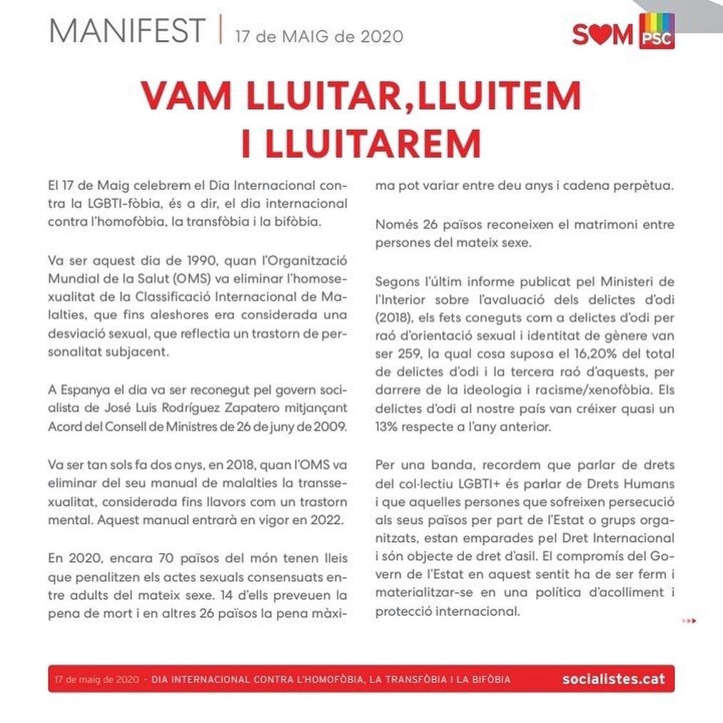 PSCVallirana's tweet photo. 🏳️‍🌈 Aquest #17M és el Dia Internacional contra la #LGTBIfobia.

Vam lluitar, lluitem i lluitarem! #LGTBI .
#baixllobregat @socialistesLGTB #Vallirana https://t.co/L5MByRuZ3X
