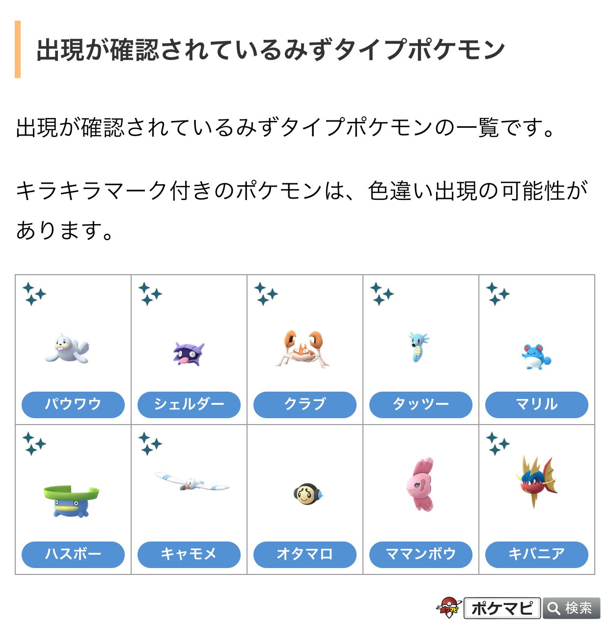 ポケモンgo攻略情報 ポケマピ Tren Twitter おこうの日 みず あくタイプ の開催時間中に出現が確認されているポケモンたちをまとめました おこうを使用すると みずタイプ あくタイプ のポケモンが1時間ごとに入れ替わりで出現します 開催日時 年5月