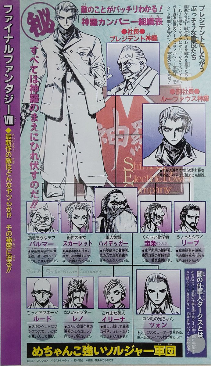 Ff7 二十数年前の雑誌に掲載されてた 神羅カンパニー の紹介記事がひどい ただの悪口 雑 Togetter