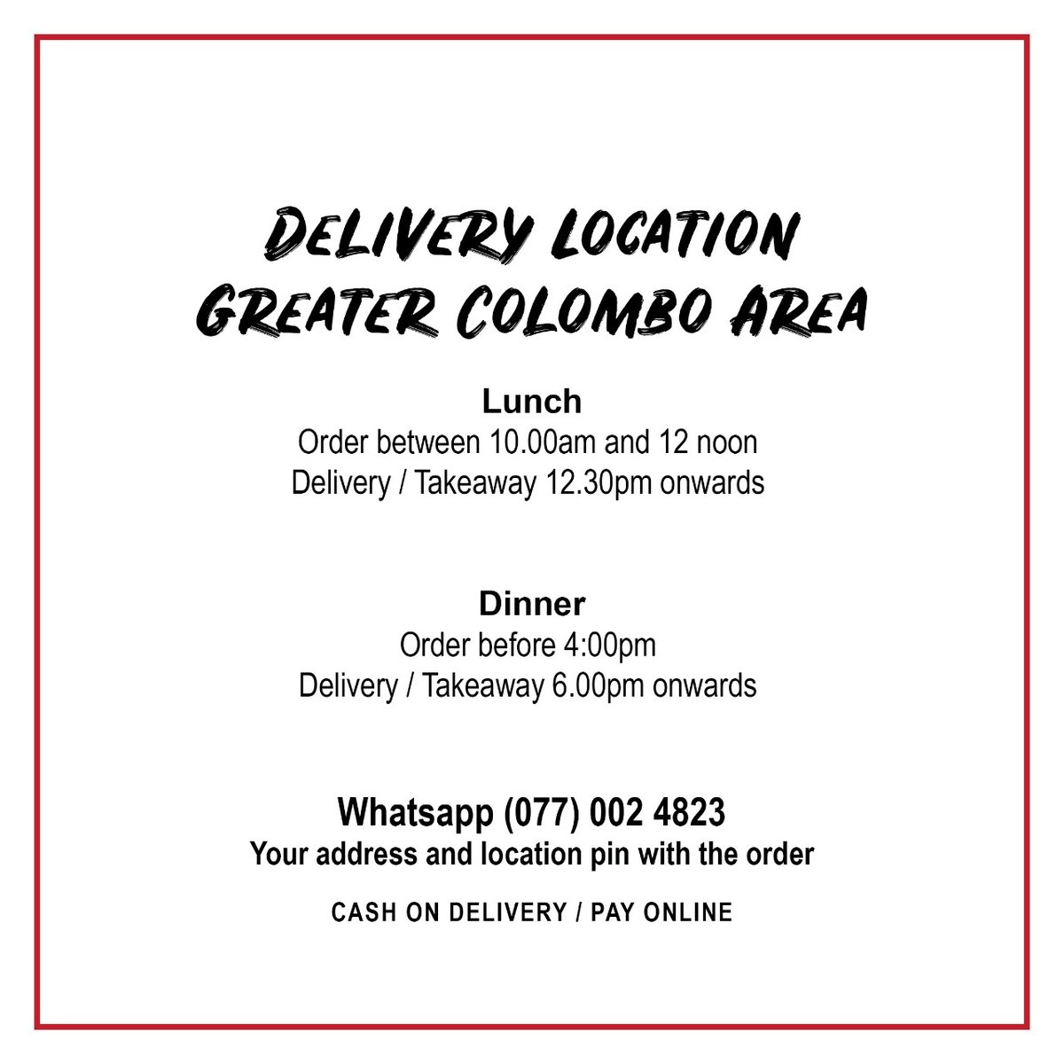 nextinnings's tweet photo. We’re back with an exclusive delivery/takeaway only menu of your Next Innings favourites! Place your order on 0770024823 or find us on @EatMeGlobal1. 

#NextInnings #OldDutchHospitalCMB  #SriLanka #LockdownDelivery https://t.co/NMj5LPQsK5